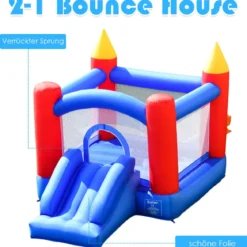 Hüpfburg Aufblasbares Outdoor Springburg mit 4 Säulen Rutsche Komplett-Set 3x2x2m