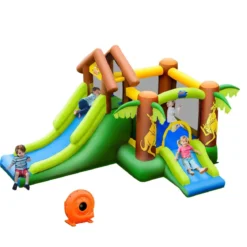 Hüpfburg aufblasbar Springburg mit 30 Bälle Hüpfschloss mit Rutsche Spielburg für Kinder 390 x 340 x 230 cm