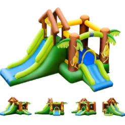 Hüpfburg aufblasbar Springburg mit 30 Bälle Hüpfschloss mit Rutsche Spielburg für Kinder 390 x 340 x 230 cm