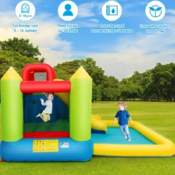 Hüpfburg aufblasbar Wasserrutsche Spielpool Planschbecken mit Rutsche 350 x 280 x 190cm