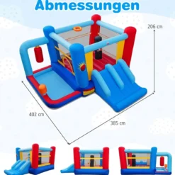 Hüpfburg mit Gebläse & Rutsche & Sprungbereich & Basketballkorb & Boxsäcken & Bällebad Bouncy Castle