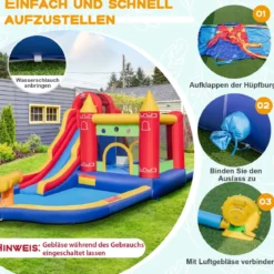 Hüpfburg mit Gebläse Trocken-/Wasserrutsche Kletterwand Sprungbereich 624 x 270 x 235 cm