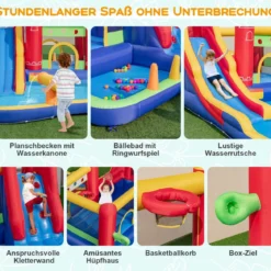 Hüpfburg mit Gebläse Trocken-/Wasserrutsche Kletterwand Sprungbereich 624 x 270 x 235 cm