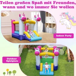 Hüpfburg mit Rutsche und Sprungbereich kleine Bouncy Castle für Kinder Innen- und Außenbereich Mehrfarbig