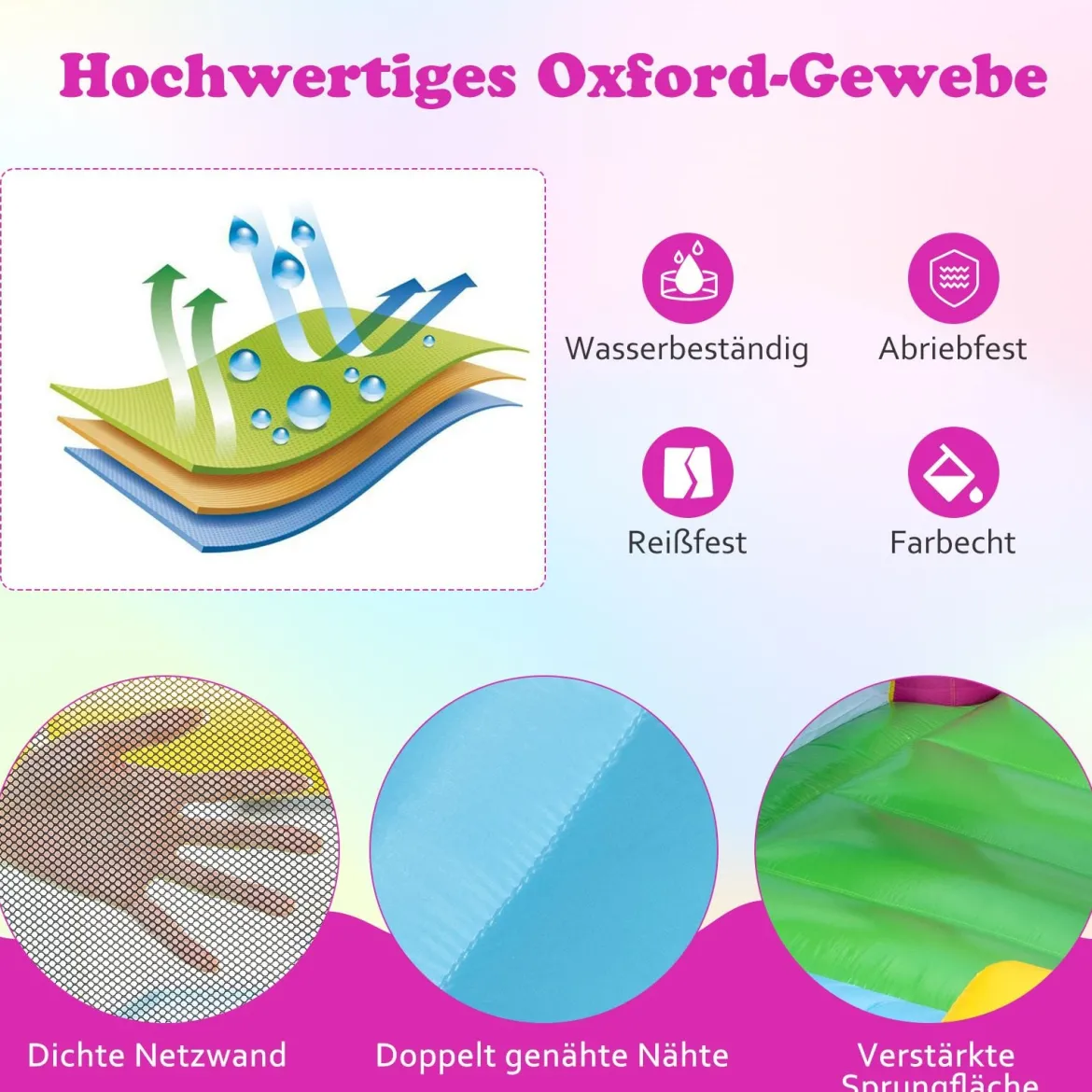 Hüpfburg mit Rutsche und Sprungbereich kleine Bouncy Castle für Kinder Innen- und Außenbereich Mehrfarbig