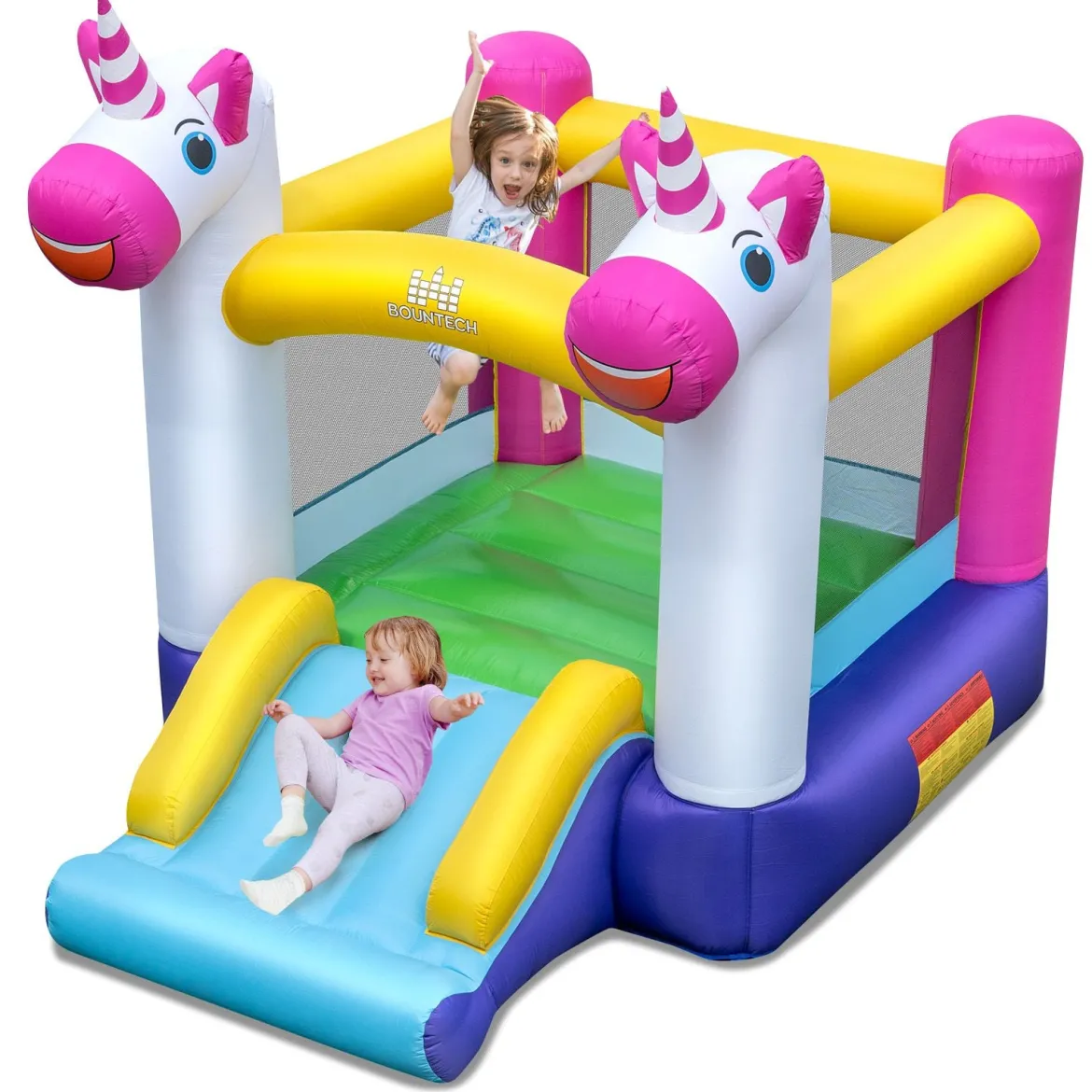 Hüpfburg mit Rutsche und Sprungbereich kleine Bouncy Castle für Kinder Innen- und Außenbereich Mehrfarbig