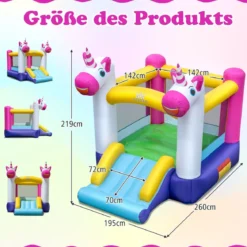 Hüpfburg mit Rutsche und Sprungbereich kleine Bouncy Castle für Kinder Innen- und Außenbereich Mehrfarbig