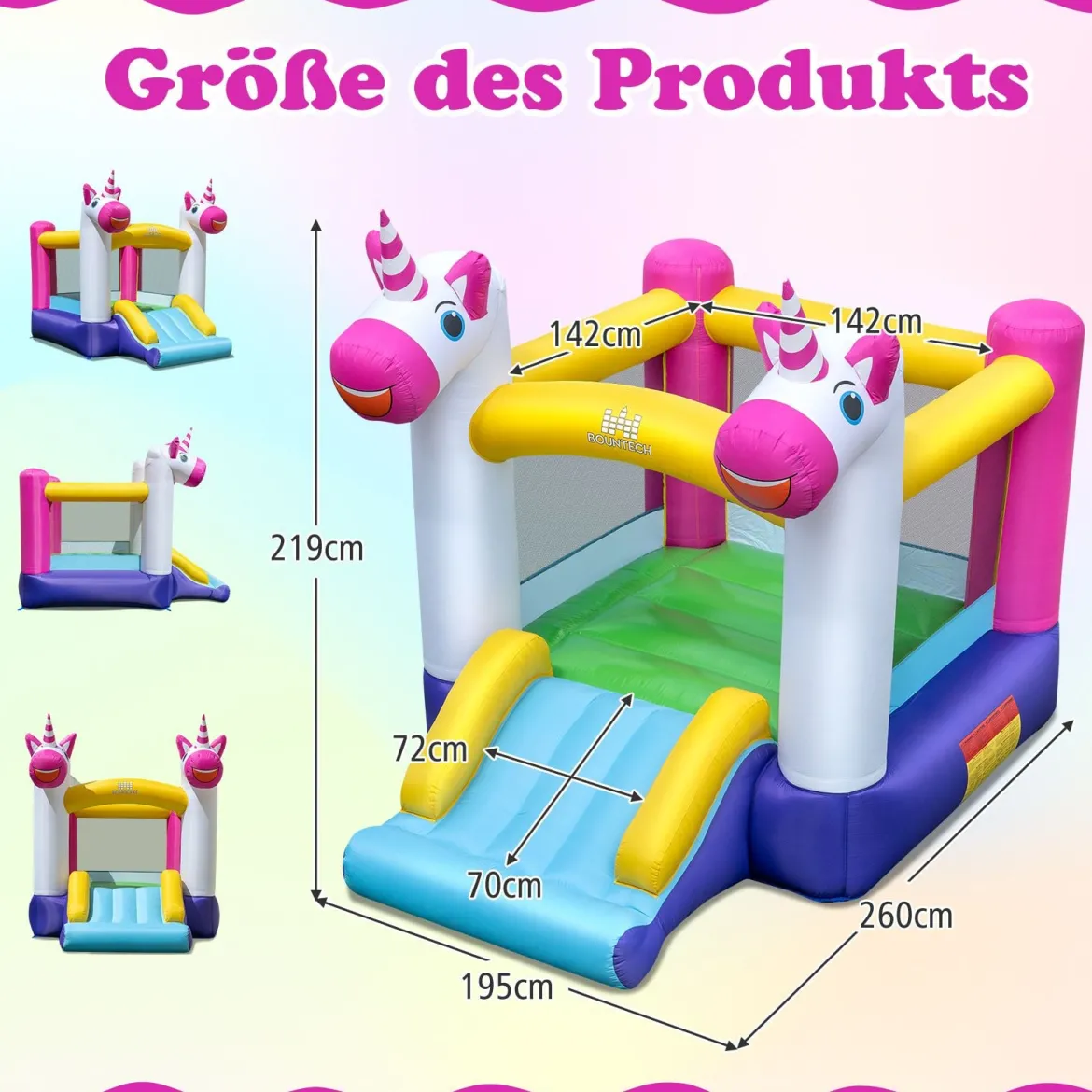 Hüpfburg mit Rutsche und Sprungbereich kleine Bouncy Castle für Kinder Innen- und Außenbereich Mehrfarbig