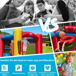 Hüpfburg Spielburg im Baseball-Thema für Kinder mit Bällebad & Rutsche & Meeresbällen 280 x 375 x 249 cm