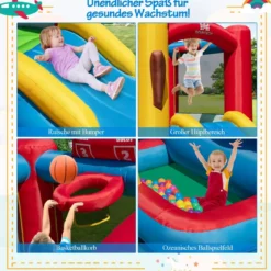 Hüpfburg Spielburg im Baseball-Thema für Kinder mit Bällebad & Rutsche & Meeresbällen 280 x 375 x 249 cm