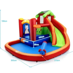 Hüpfburg Wasserpark mit Rutsche & Planschbecken 370 x 300 x 190 cm Rot