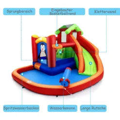 Hüpfburg Wasserpark mit Rutsche & Planschbecken 370 x 300 x 190 cm Rot