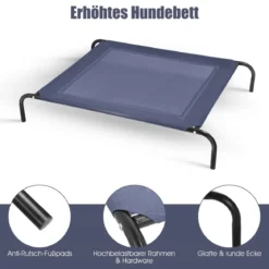 Hundebett Hundeliege outdoor Haustierbett Hund 130 x 90 x 20 cm Grau