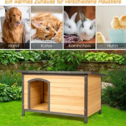 Hundehütte Holz Hundehaus Wetterfest Hundehöhle outdoor Hütte für Hunde Katzen