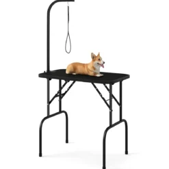 Hundepflegetisch klappbar Haustierpflegetisch höhenverstellbar Trimmtisch mit Schlingen Schwarz 80,5 x 46 x 76,5 cm