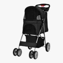 Hundewagen Haustiere Buggy bis 15kg Hundebuggy Katzenbuggy für kleine Hunde Katzen Schwarz