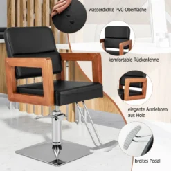 Hydraulischer Friseurstuhl Salonstuhl für Friseur mit 360-Grad-Drehung 87 x 60 x 95-110 cm Schwarz