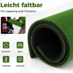 3-in-1-Abschlagmatte für Golf Hochwertige Schlagmatte mit Kunstrasen 152 x 117 cm
