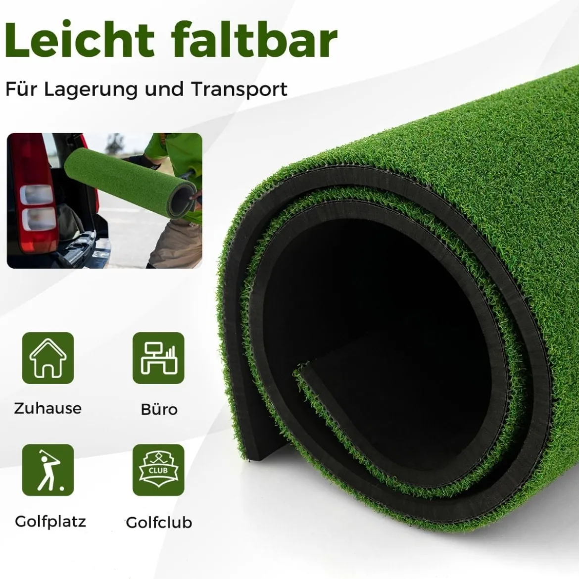 3-in-1-Abschlagmatte für Golf Hochwertige Schlagmatte mit Kunstrasen 152 x 117 cm