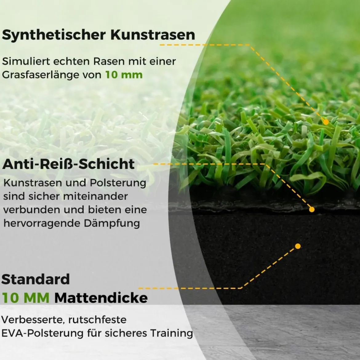 3-in-1-Abschlagmatte für Golf Hochwertige Schlagmatte mit Kunstrasen 152 x 117 cm