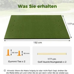 3-in-1-Abschlagmatte für Golf Hochwertige Schlagmatte mit Kunstrasen 152 x 117 cm