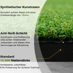 3-in-1-Abschlagmatte für Golf mit Kunstrasen 2 Golf-Tees 2 Ausrichtungsstäben & 6 vorgebohrten Abschlaglöchern 152 x 92 cm