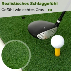3-in-1-Abschlagmatte für Golf mit Kunstrasen 2 Golf-Tees 2 Ausrichtungsstäben & 6 vorgebohrten Abschlaglöchern 152 x 92 cm
