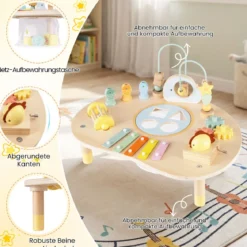 7 in 1 Aktivitätstisch für Kleinkinder Montessori Sinnes-Spielzeug ab 12 Monaten Holz Musikspiel Tisch