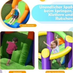 3 in 1 Aufblasbare Hüpfburg mit Gebläse Outdoor Bouncer Spielburg 350 x 212 x 195 cm Bunt
