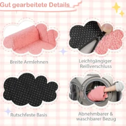 2 in 1 ausklappbares Kindersofa Kindersessel mit Schlaffunktion Kindercouch Rosa