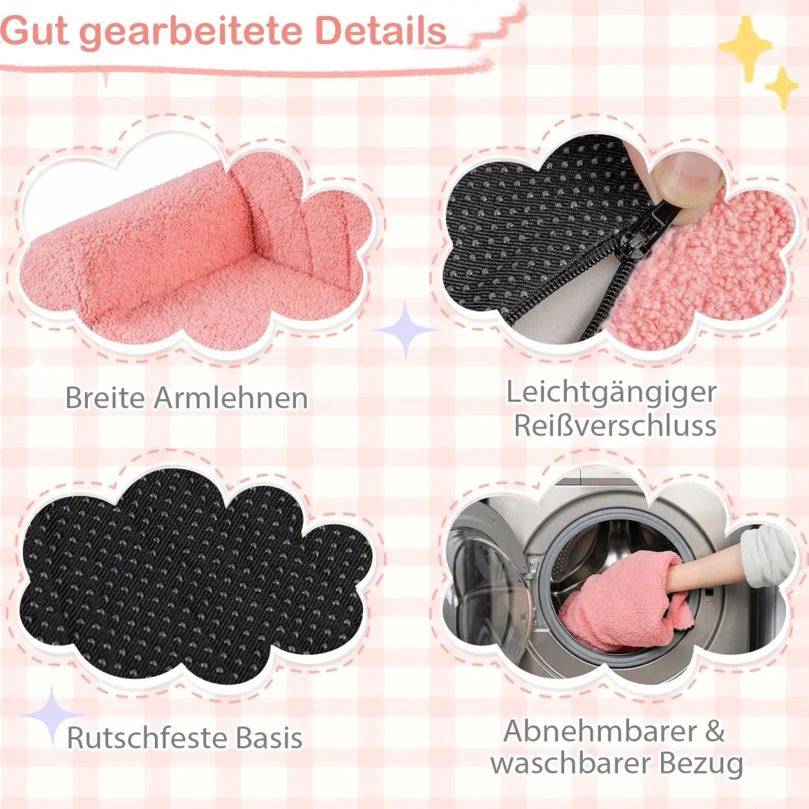 2 in 1 ausklappbares Kindersofa Kindersessel mit Schlaffunktion Kindercouch Rosa