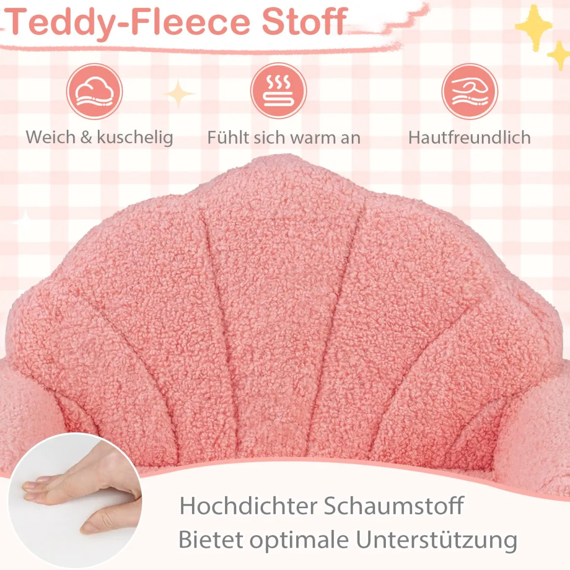 2 in 1 ausklappbares Kindersofa Kindersessel mit Schlaffunktion Kindercouch Rosa