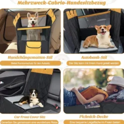 2 in 1 Autoschondecke & Auto Hundbox mit Seitentasche Wasserabweisend 148 x 145 cm