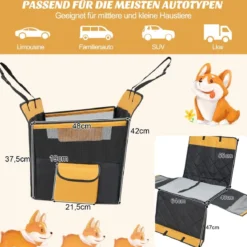 2 in 1 Autoschondecke & Auto Hundbox mit Seitentasche Wasserabweisend 148 x 145 cm