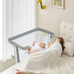 3 in 1 Babybett & Babywiege & Kinderbett mit Matratze Beistellbett mit Tragetasche Stubenwagen