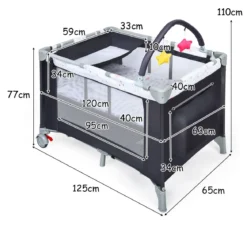 3-in-1-Babybett Tragbarer Babylaufstall Reisebett für Neugeborene mit 2 Spielzeugen