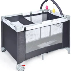 3-in-1-Babybett Tragbarer Babylaufstall Reisebett für Neugeborene mit 2 Spielzeugen