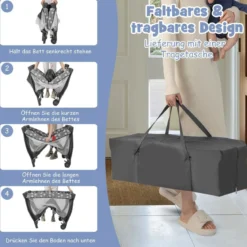 4 in 1 Babybett Tragbares Beistellbett mit Faltbaren Matratze & Wickeltisch Reisebett Stubenwagen