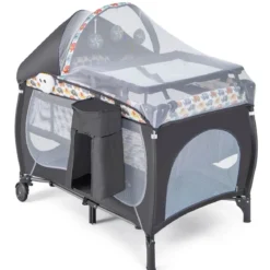 4 in 1 Babybett Tragbares Beistellbett mit Faltbaren Matratze & Wickeltisch Reisebett Stubenwagen