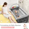 3-in-1-Babybett Tragbares Reisebett mit Spielzeugstange 125 x 65 x 76 cm Grau