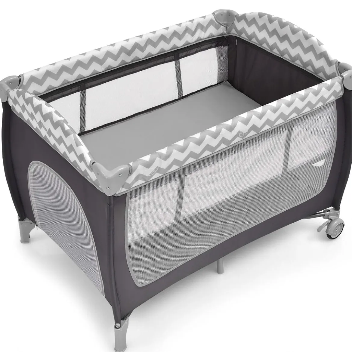 3-in-1-Babybett Tragbares Reisebett mit Spielzeugstange 125 x 65 x 76 cm Grau