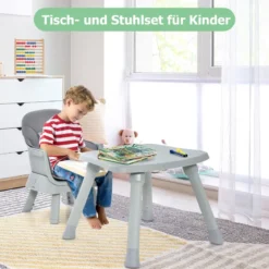 6-in-1 Babyhochstuhl Hochstuhl & Essstuhl & Lerntisch & Bausteintisch & Kindersitzgruppe Grau