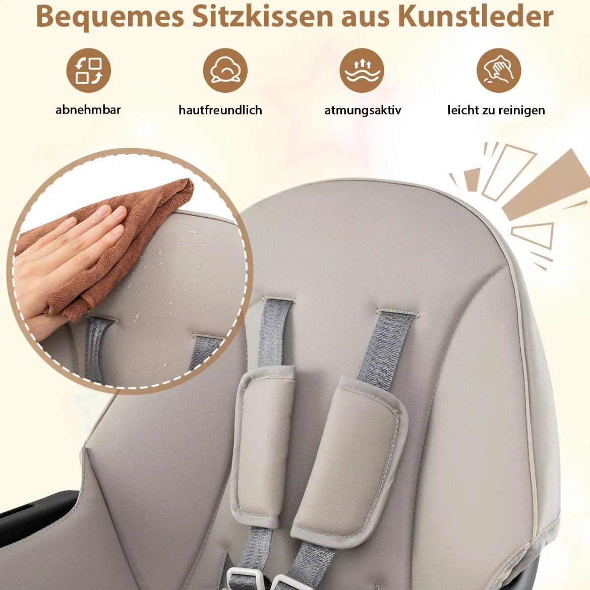 6 in 1 Baby Hochstuhl mit Bausteintisch & Abnehmbarem Doppeltablett Kinderhochstuhl Schwarz