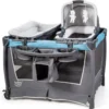4-in-1-Baby-Laufstall faltbares Deluxe-Babybett Babybett-Set 103 x 72,5 x 112 cm Blau + Grau