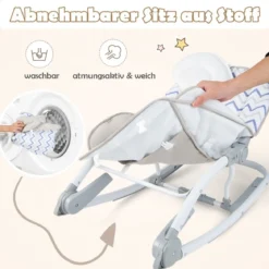 2 in 1 Babywippe klappbar tragbare Babyschaukel mit 3-stufig verstellbarer Rückenlehne Rosa/Grau