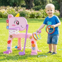 4 in 1 Basketballkorb mit Musik & Licht für Kinder ab 12 Monaten 62 - 70 cm Höhenverstellbar Rosa