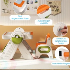 6 in 1 Bauklotztisch & Staffelei Set mit Wendbarer Tischplatte Kunststaffelei Spieltisch Orange