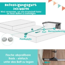 2 in 1 Beistellbett & Babybett Kinderbett höhenverstellbar 97 x 50 - 70 x 67 - 85 cm Grau