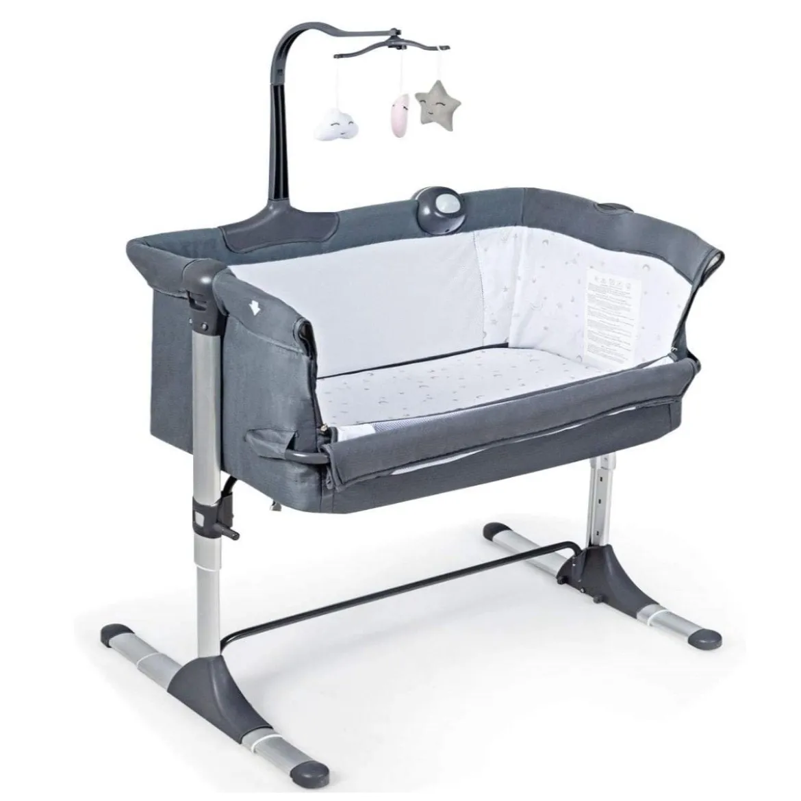 2 in 1 Beistellbett & Babybett Kinderbett höhenverstellbar 97 x 50 - 70 x 67 - 85 cm Grau