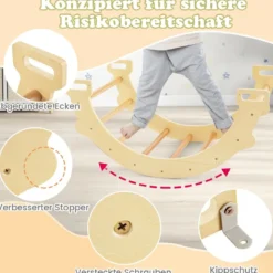 2-in-1-Bogenwippe mit Kissen Doppelseitiger Kletterbogen Natürlich